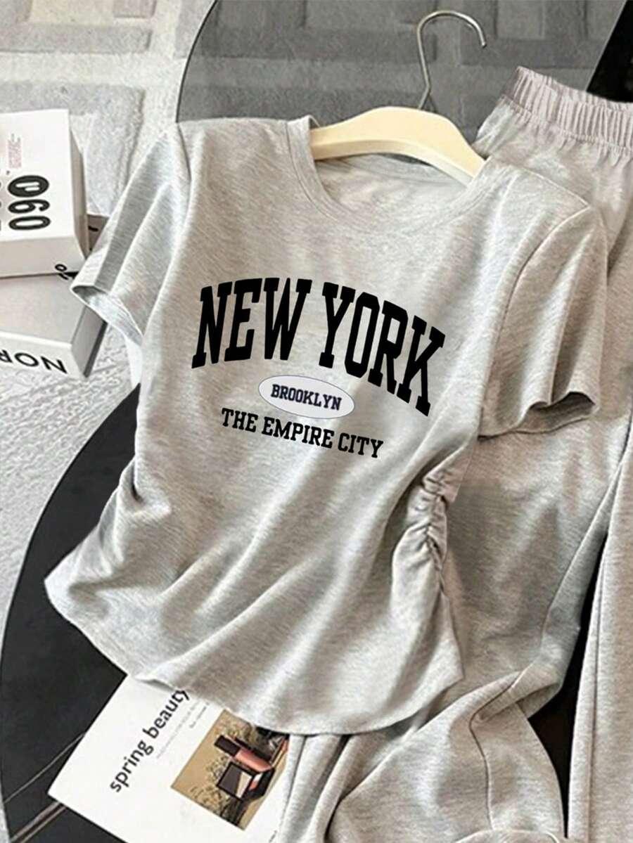 szary KOMPLET T-SHIRT SPODNIE