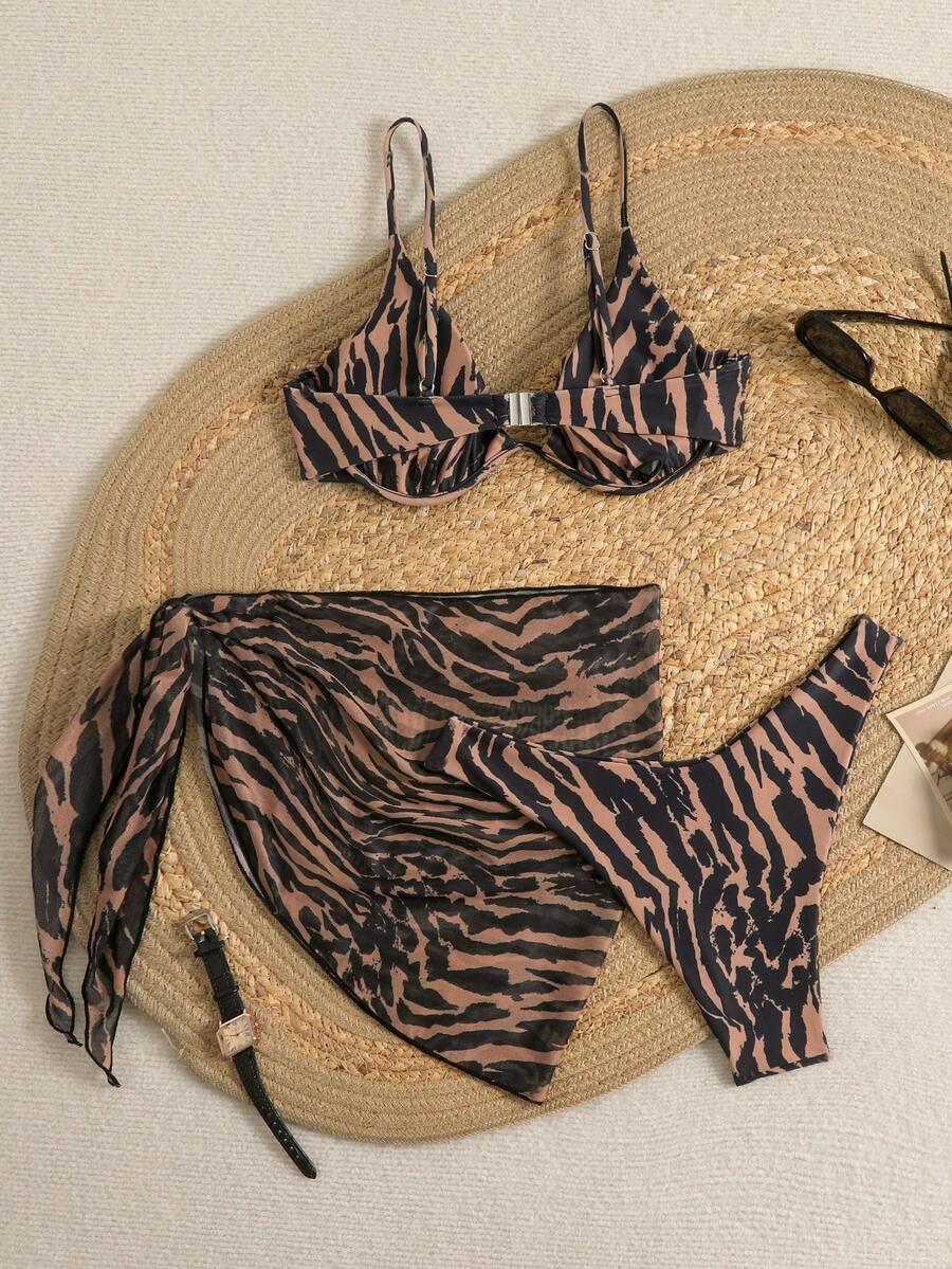 TRZYCZĘŚCIOWY KOMPLET BIKINI  ANIMAL PRINT