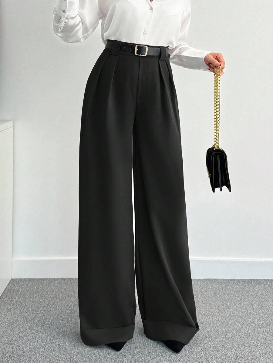 CZARNE ELEGANCKIE SPODNIE