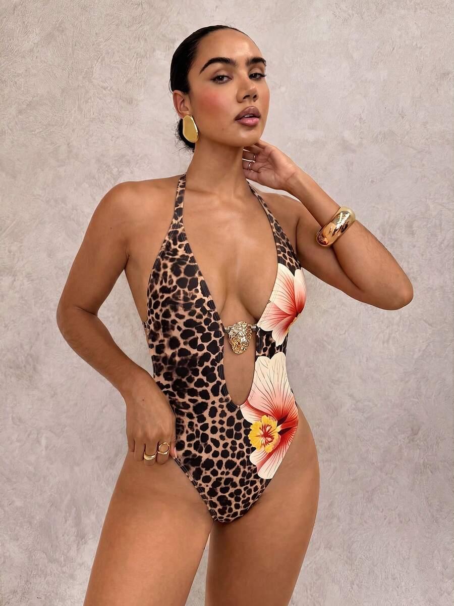 jednoczęściowy strój kąpielowy animal print