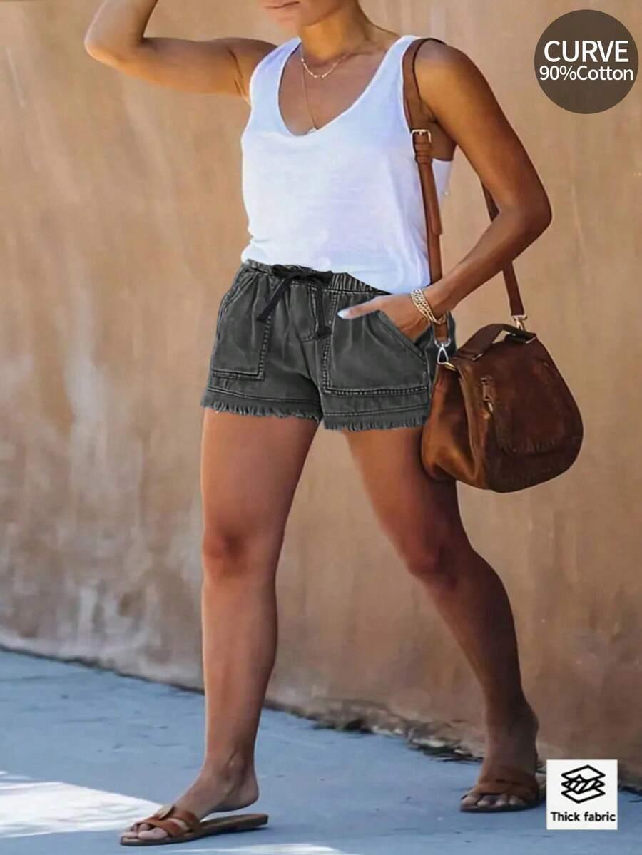 SZARE SPODENKI JEANS 