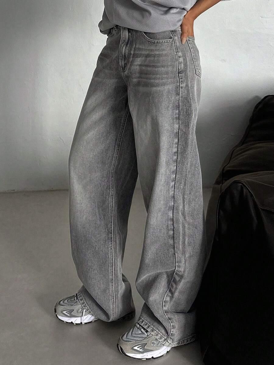 SZARE SPODNIE JEANS 