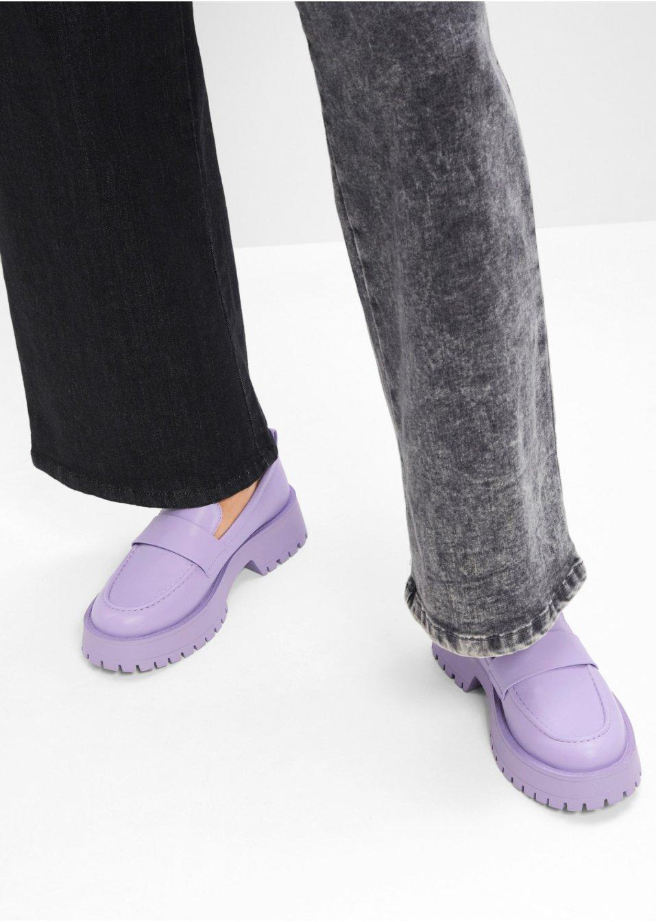 PÓŁBUTY LOAFERSY FIOLETOWE