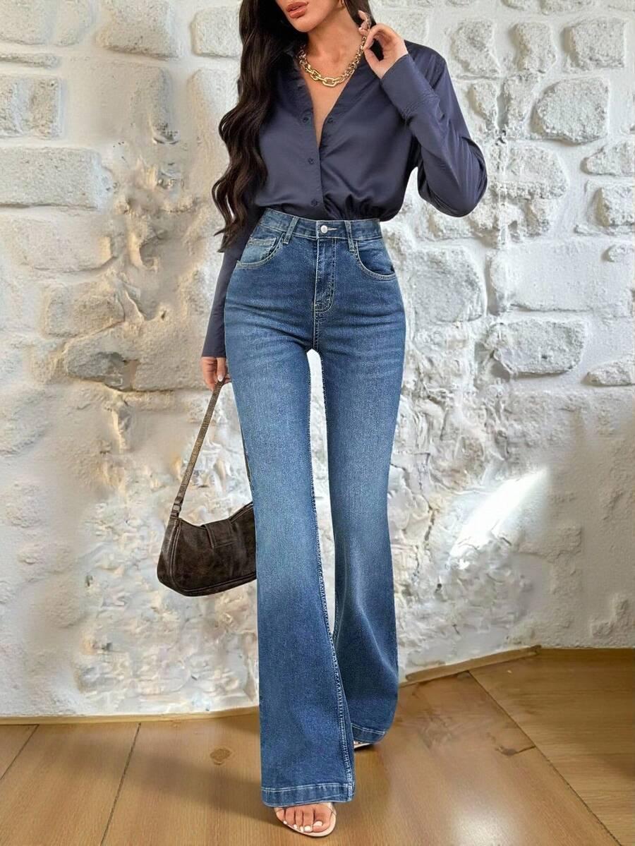 spodnie jeans wysoki stan