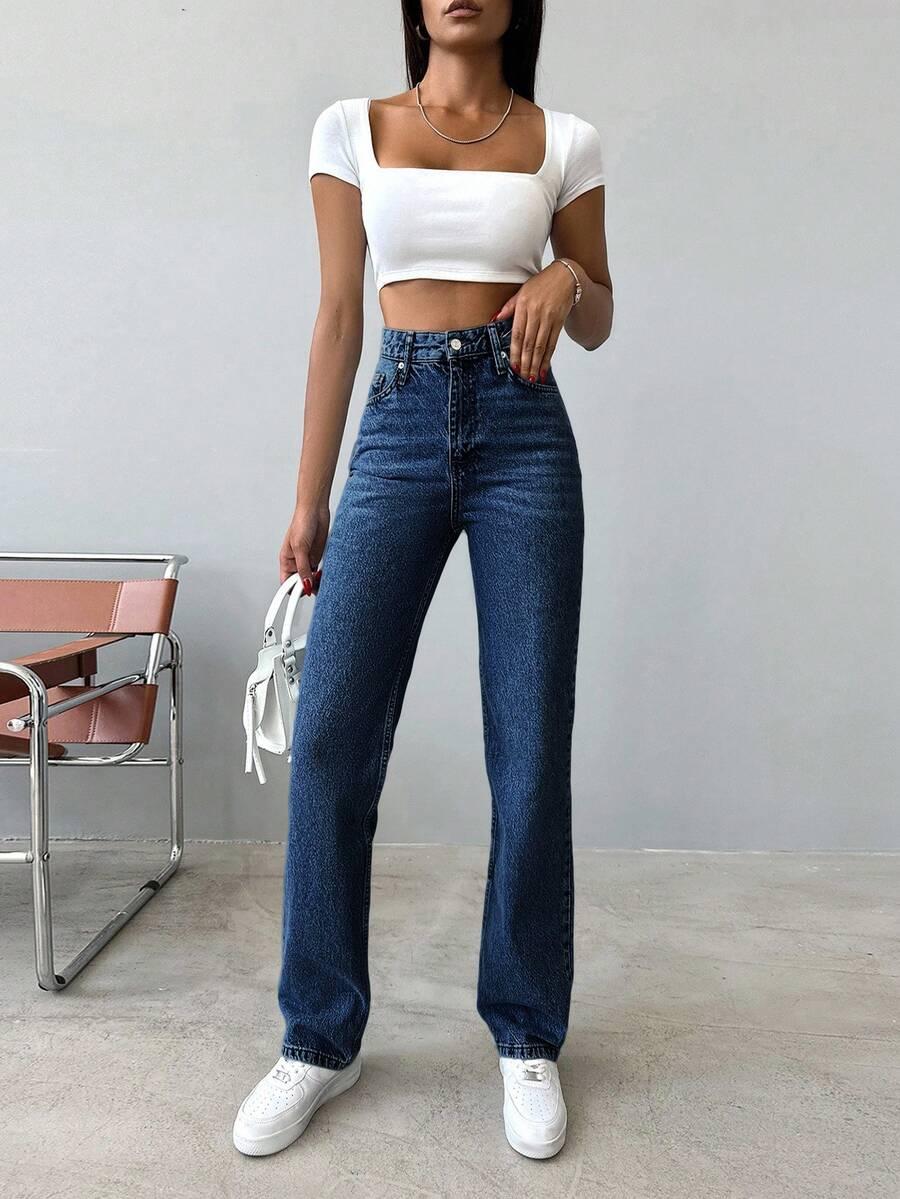 NIEBIESKIE JEANSY WYSOKI STAN 