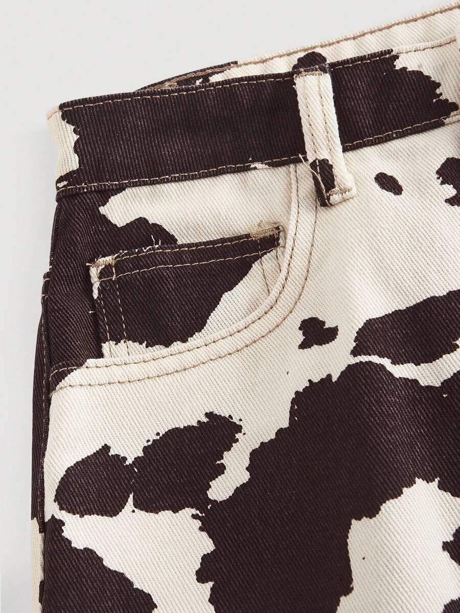 JEANSOWA MINI SPÓDNICA ANIMAL PRINT 