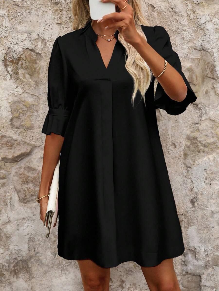 czarna sukienka v-neck 