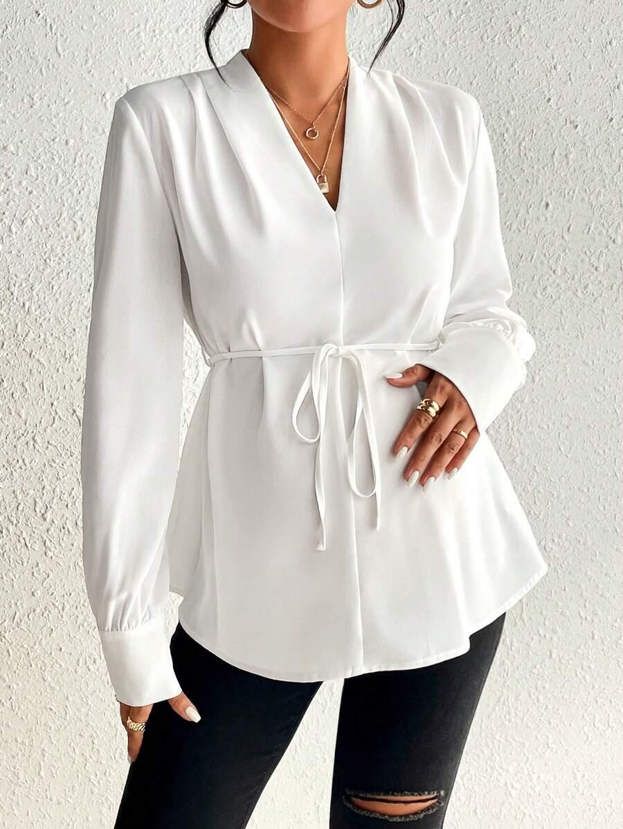 BIAŁA BLUZKA V-NECK