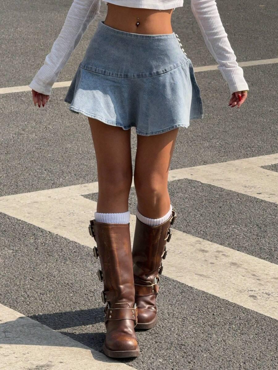 NIEBIESKA MINI SPÓDNICA JEANS