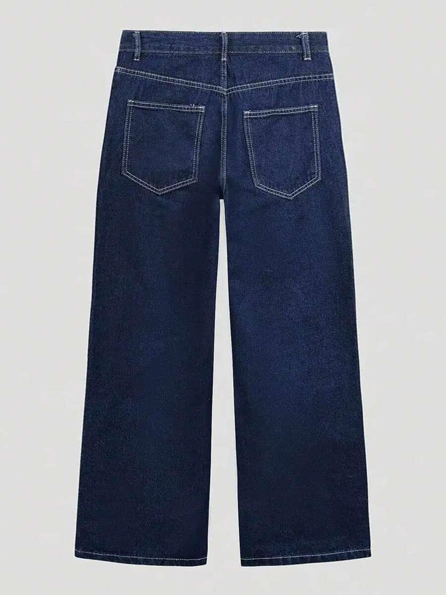granatowe spodnie jeans