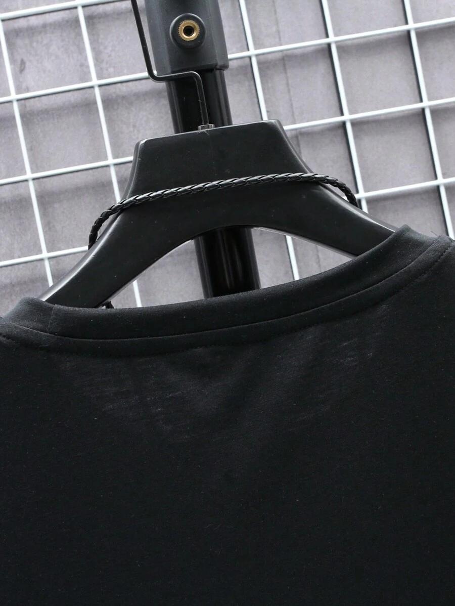 CZARNY T-SHIRT okrągły dekolt