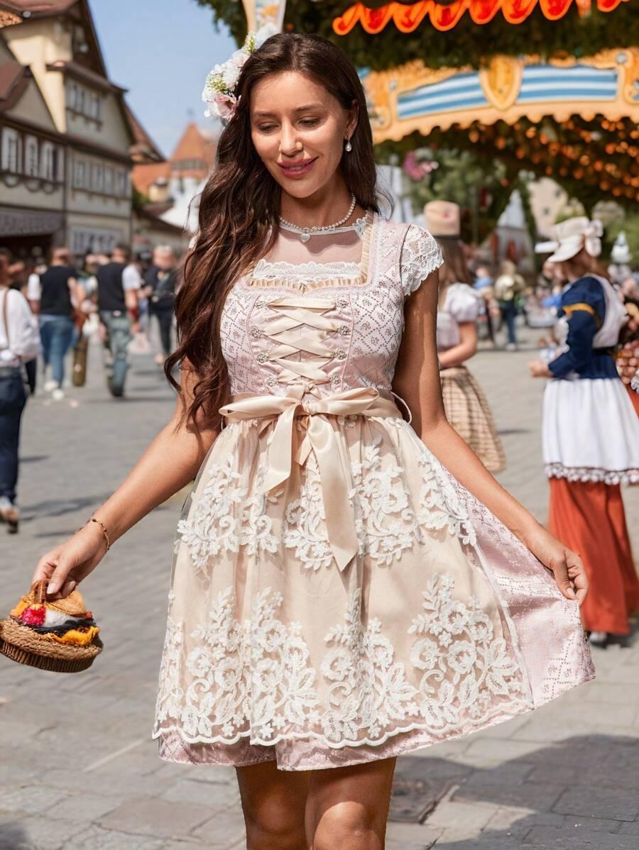 ROZKLOSZOWANA MINI SUKIENKA KORONKA WIĄZANIE