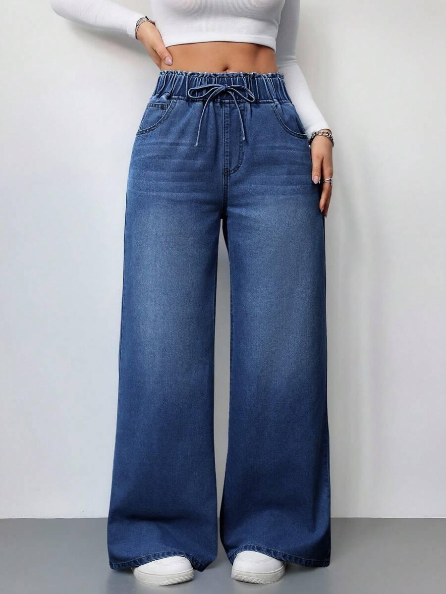 spodnie jeans z gumką w pasie