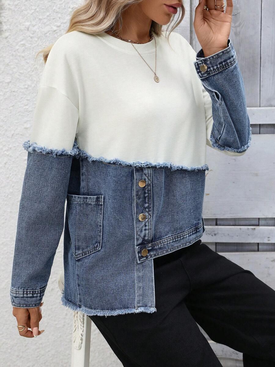 asymetryczna bluza jeans