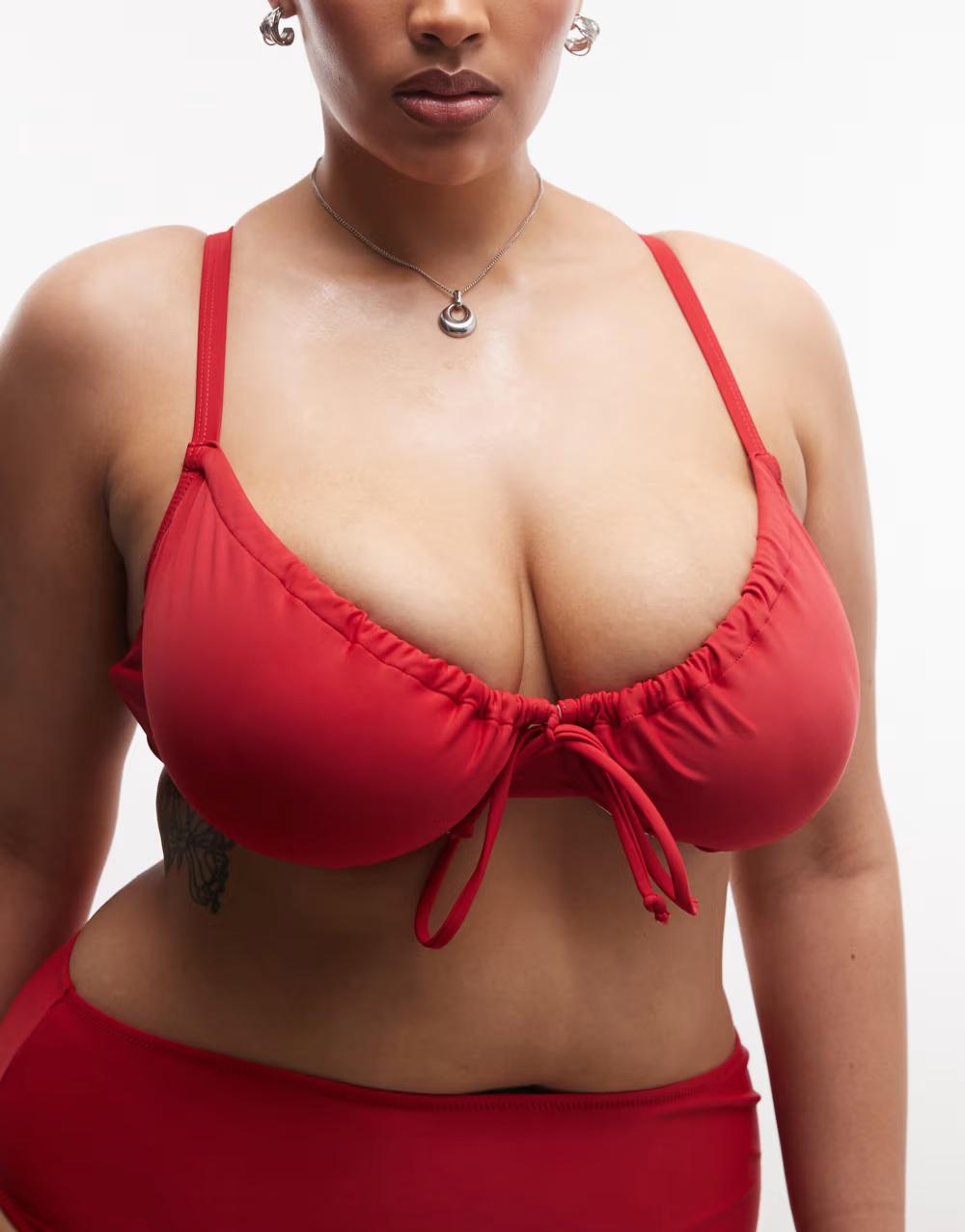 czerwona góra od bikini wiązanie