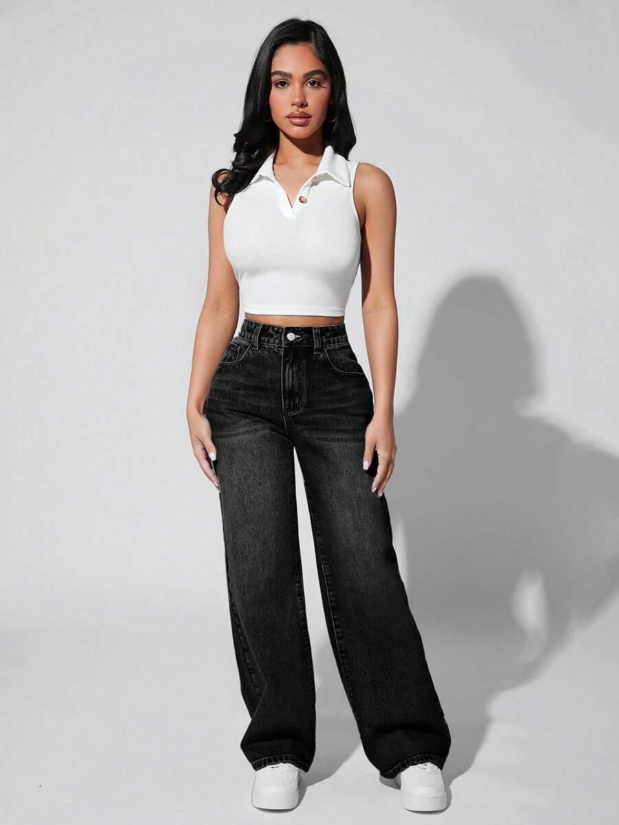 PROSTE SPODNIE JEANS WYSOKI STAN