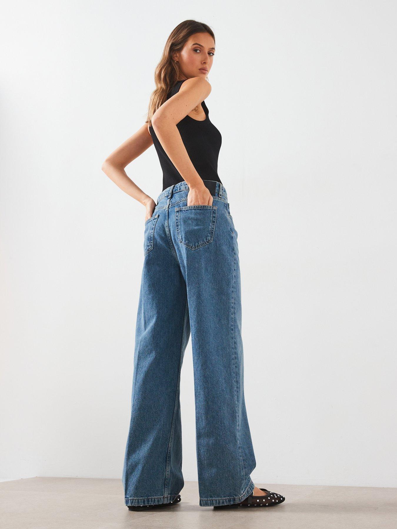 MANGO JEANSY LOW RISE Z SZEROKIMI NOGAWKAMI 