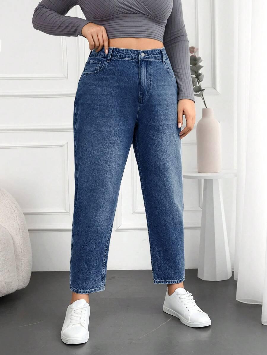 NIEBIESKIE SPODNIE MOM JEANS