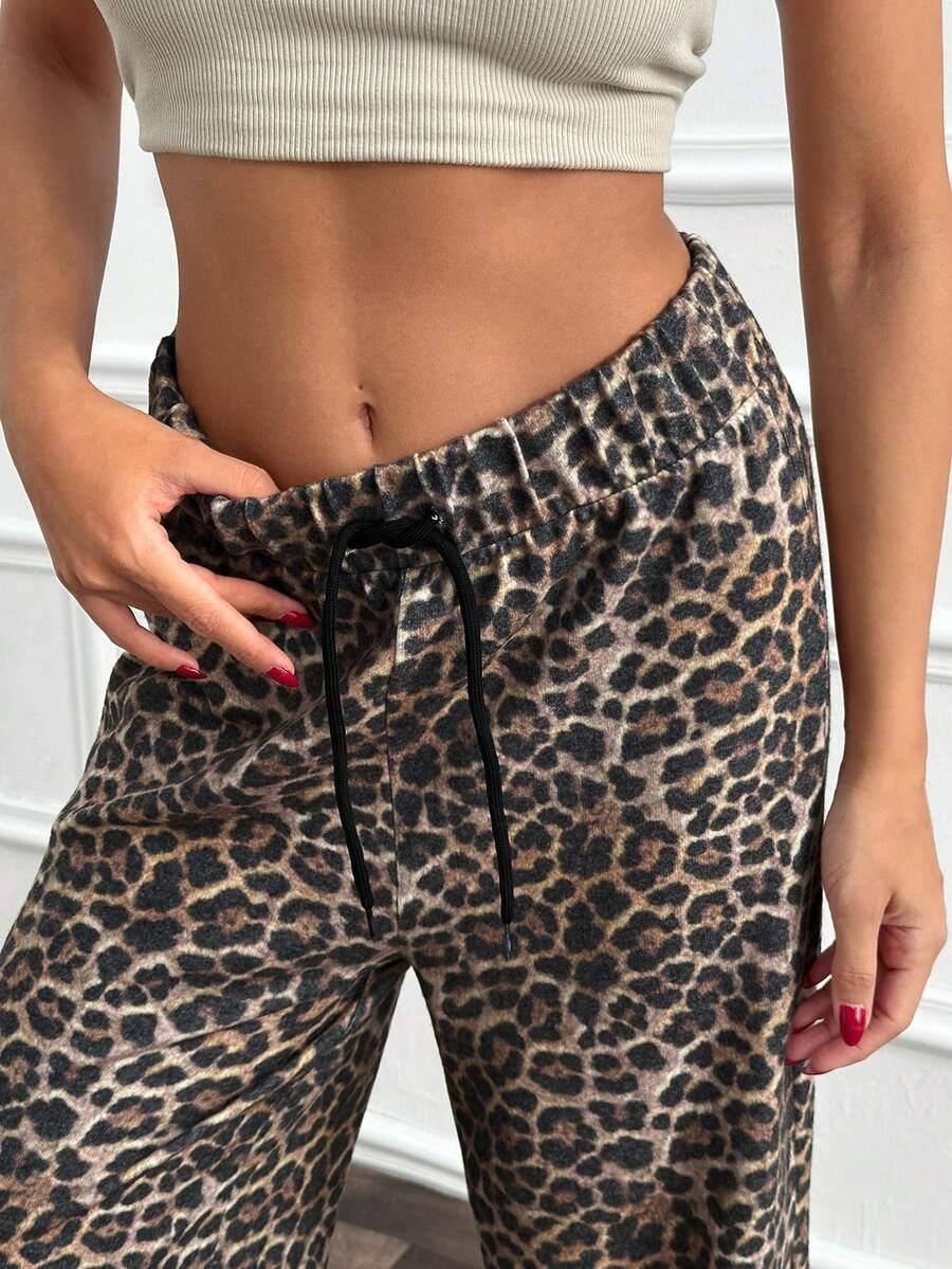 SPODNIE ANIMAL PRINT wiązanie casual