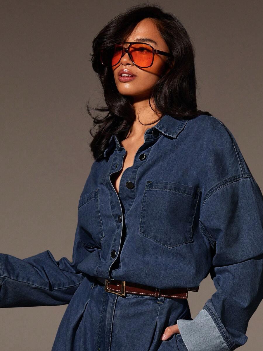 NIEBIESKI KOMBINEZON JEANS 