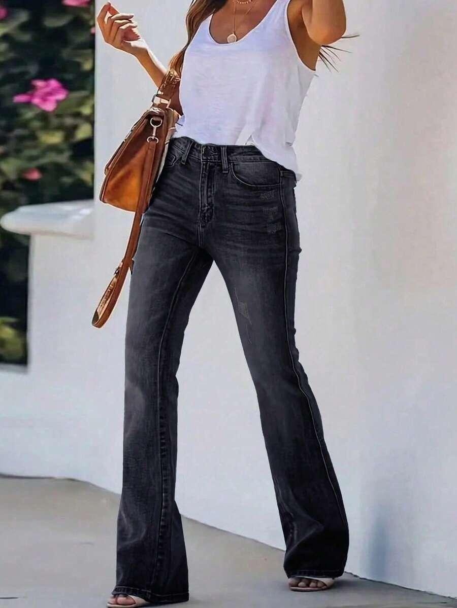 CZARNE SPODNIE JEANS