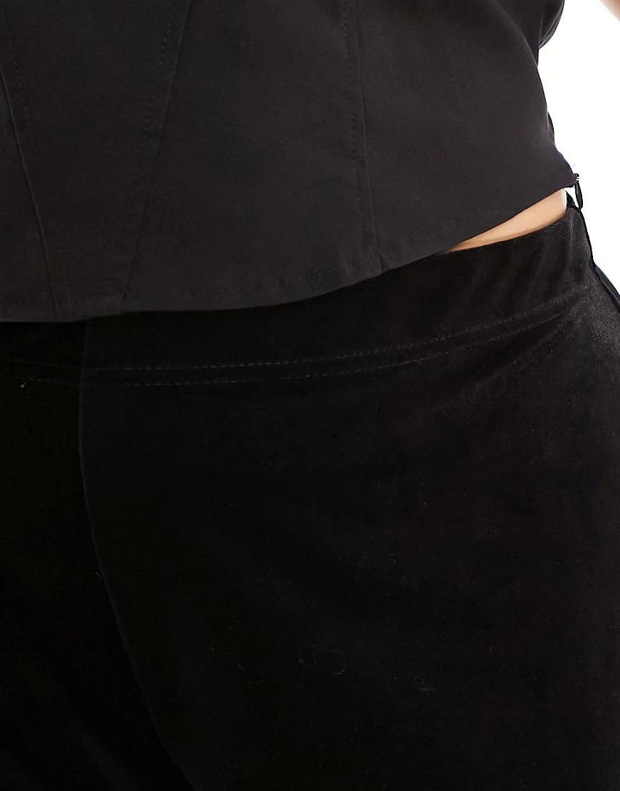czarne proste spodnie welur