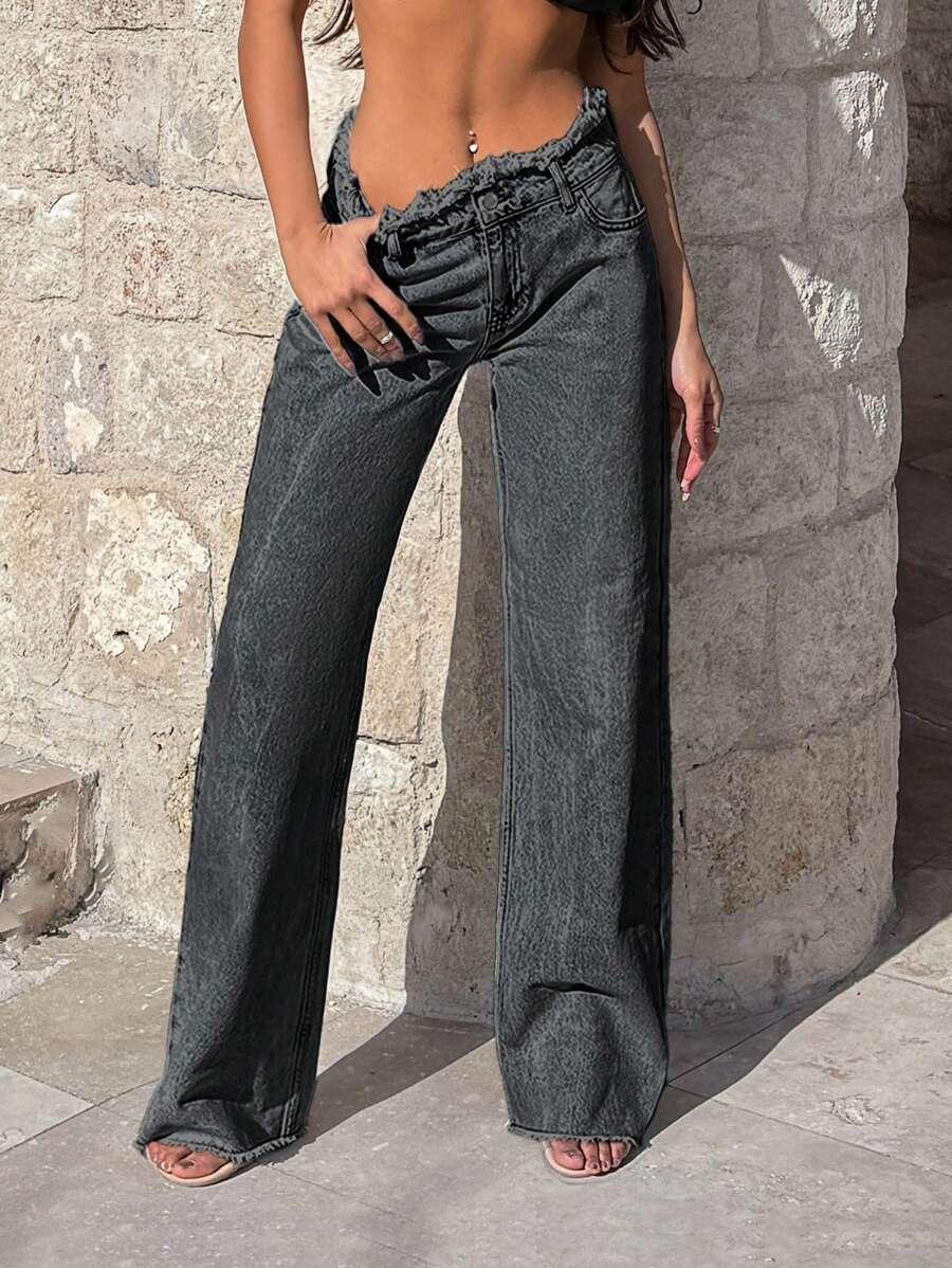 SZARE SPODNIE JEANS 
