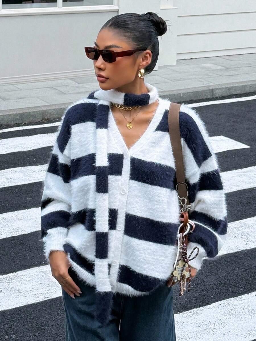 DZIANINOWY SWETER SZALIK ZESTAW
