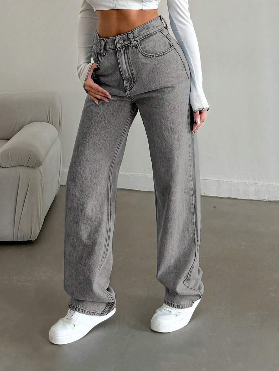 SZARE SPODNIE JEANS