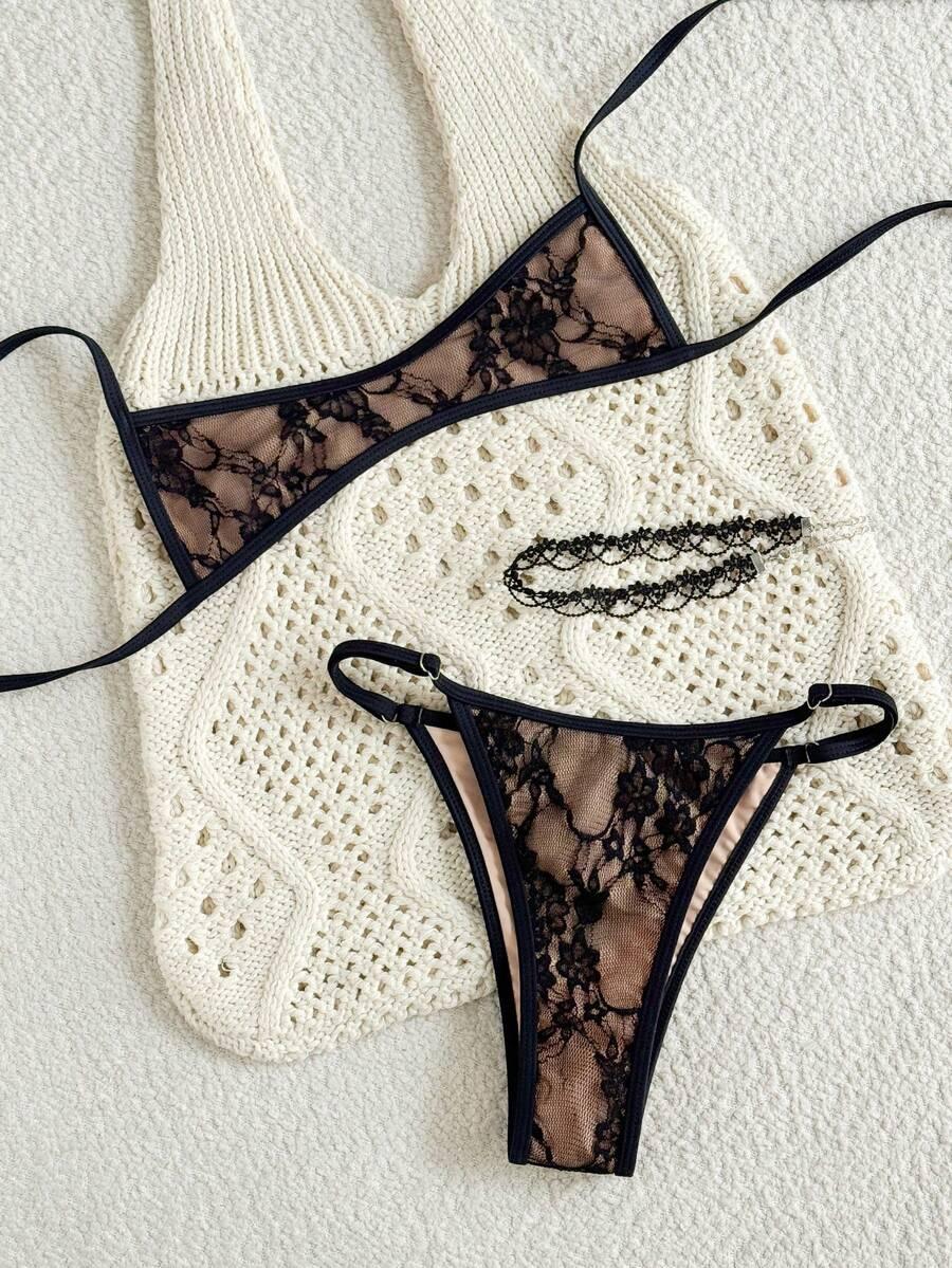 DWUCZĘŚCIOWY STRÓJ KĄPIELOWY KORONKA