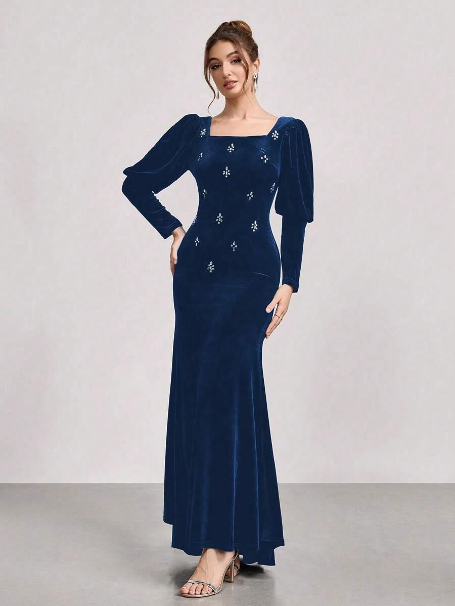 SUKIENKA ELEGANCKA MAXI Z KRYSZTAŁKAMI
