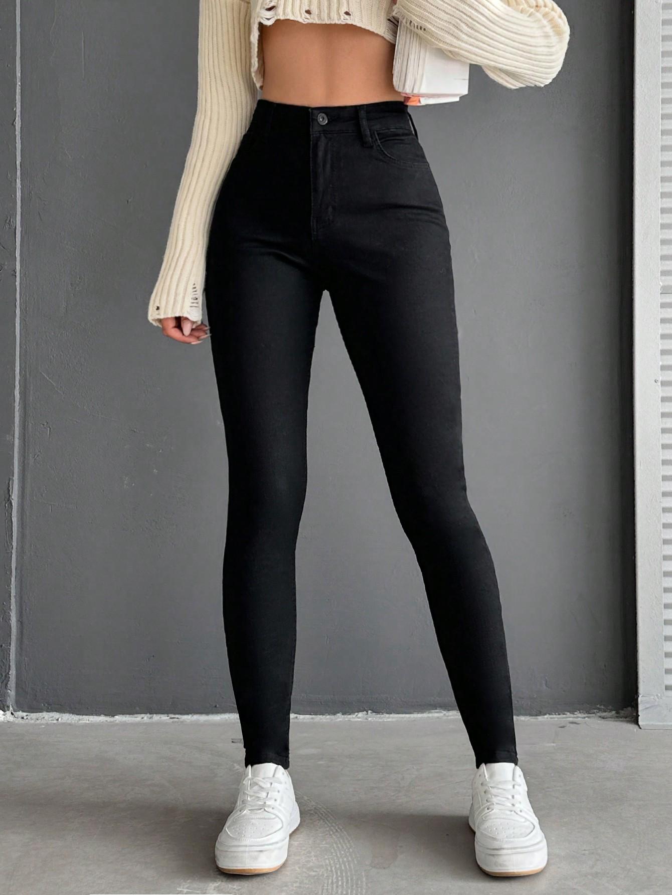 CZARNE SPODNIE JEANS 