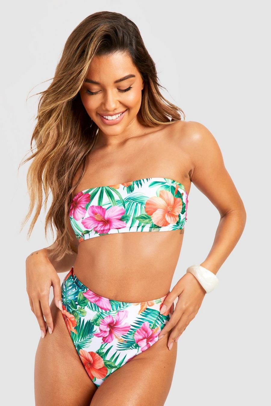 dół od bikini tropical print