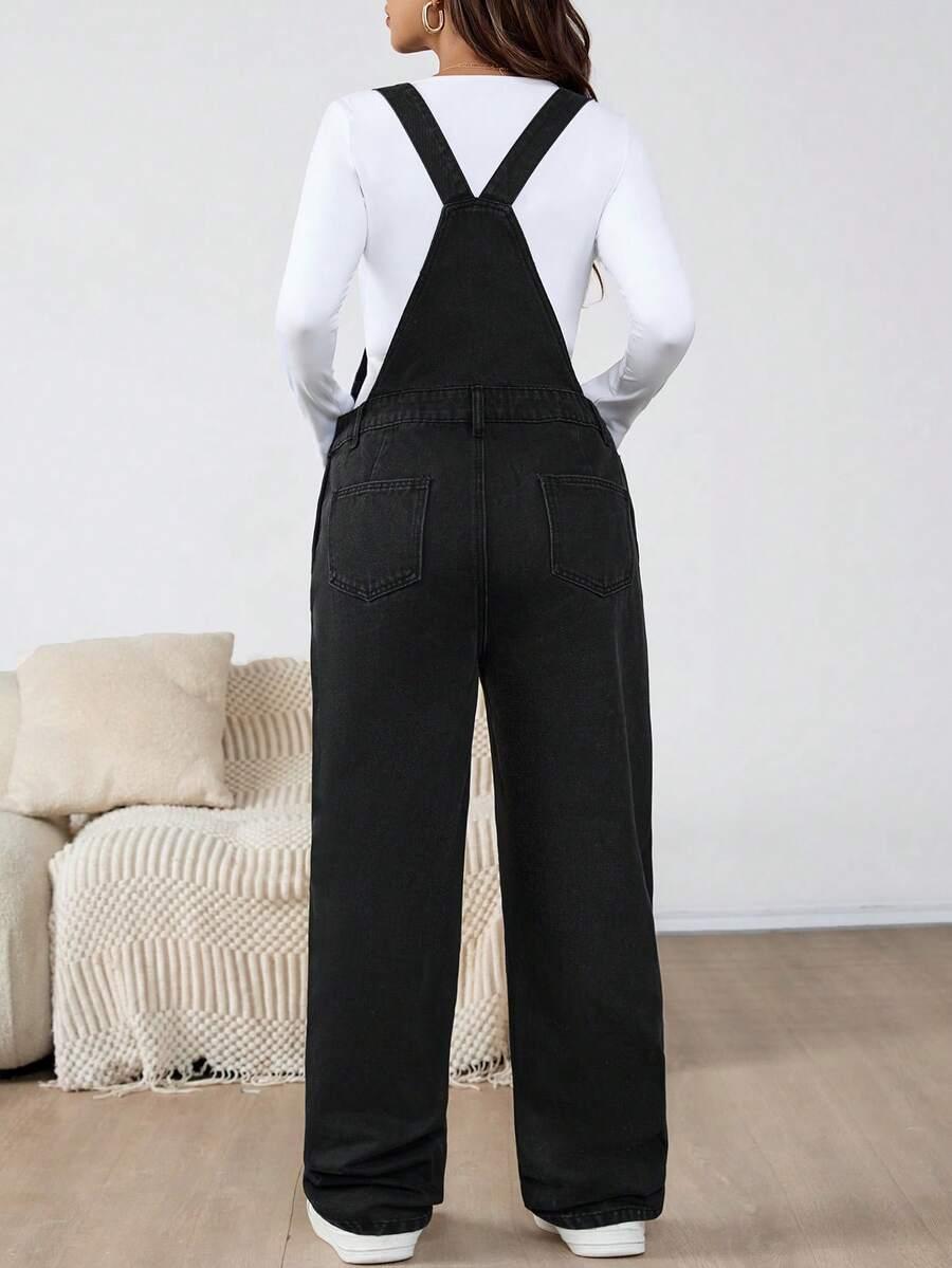 CZARNE OGRODNICZKI JEANS