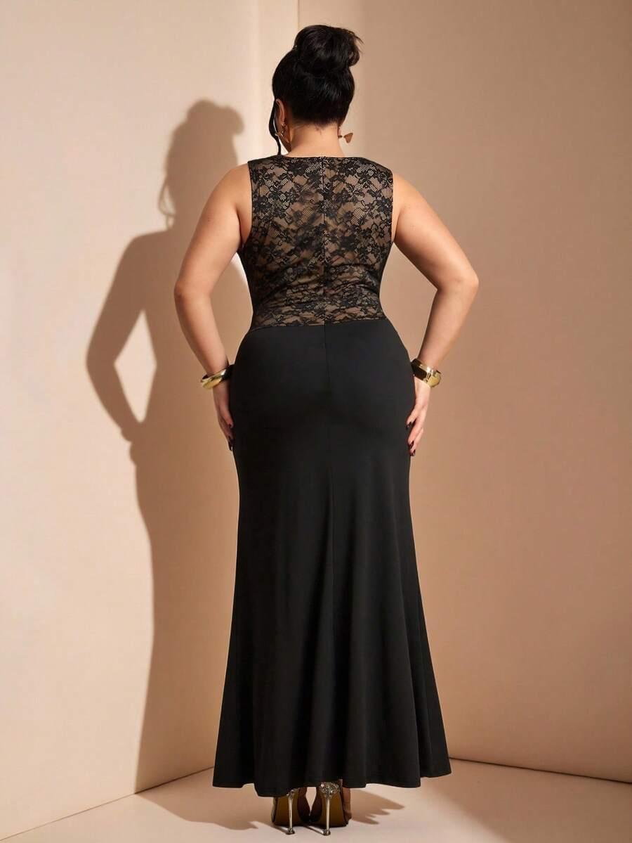 ELEGANCKA KORONKOWA SUKIENKA BEZ RĘKAWÓW