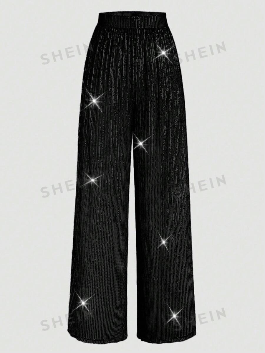 CEKINOWE CZARNE SPODNIE