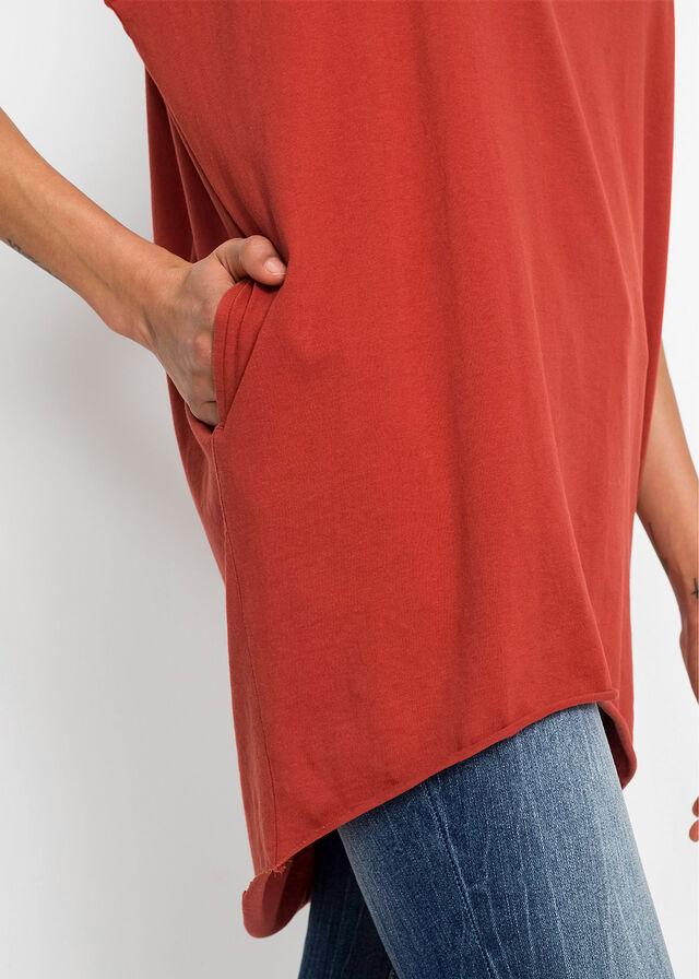 DŁUGI ASYMETRYCZNY T-SHIRT KIESZENIE