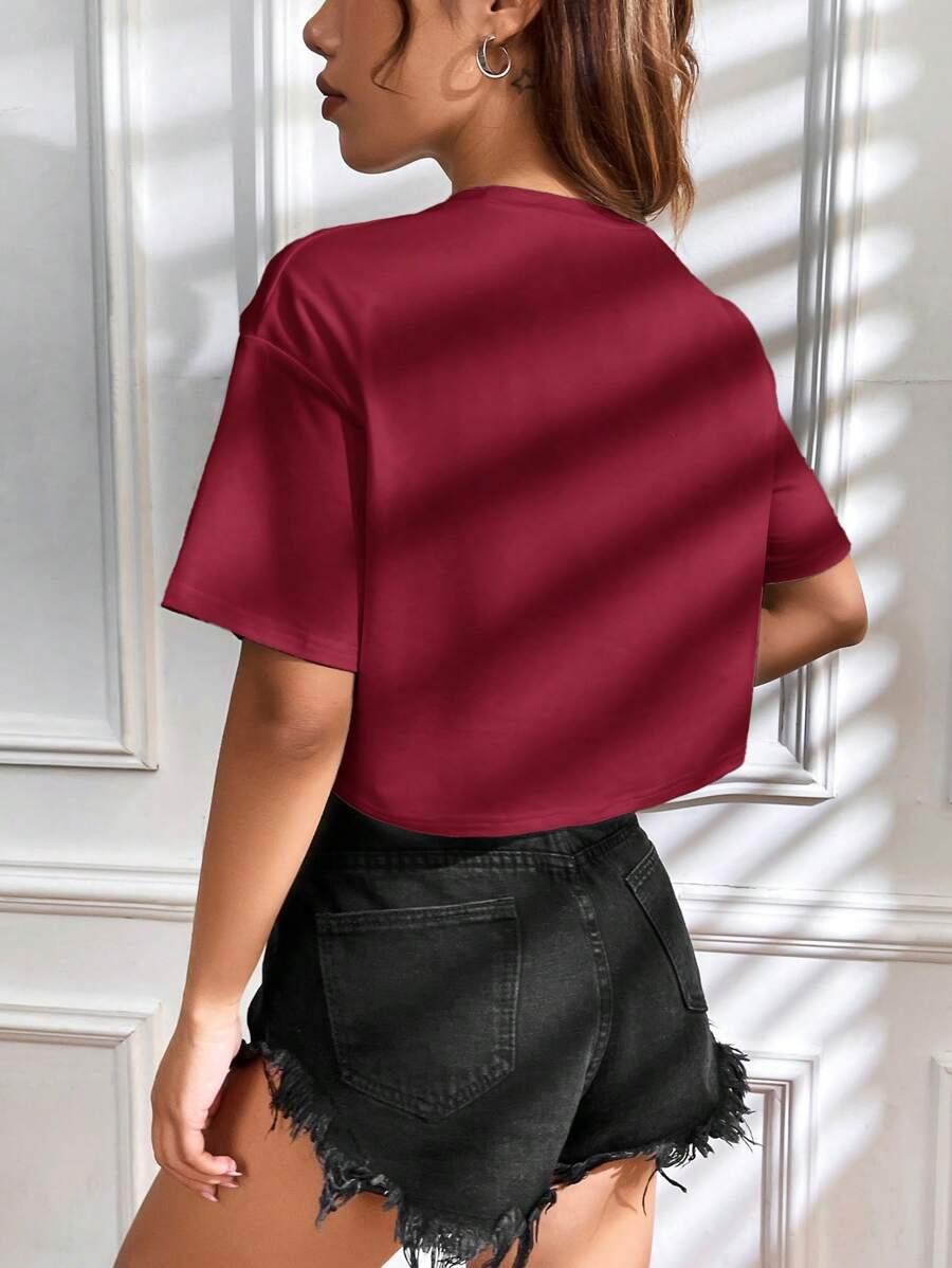 BORDOWY Krótki T-SHIRT 