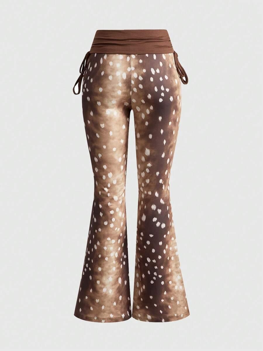 spodnie dzwony animal print
