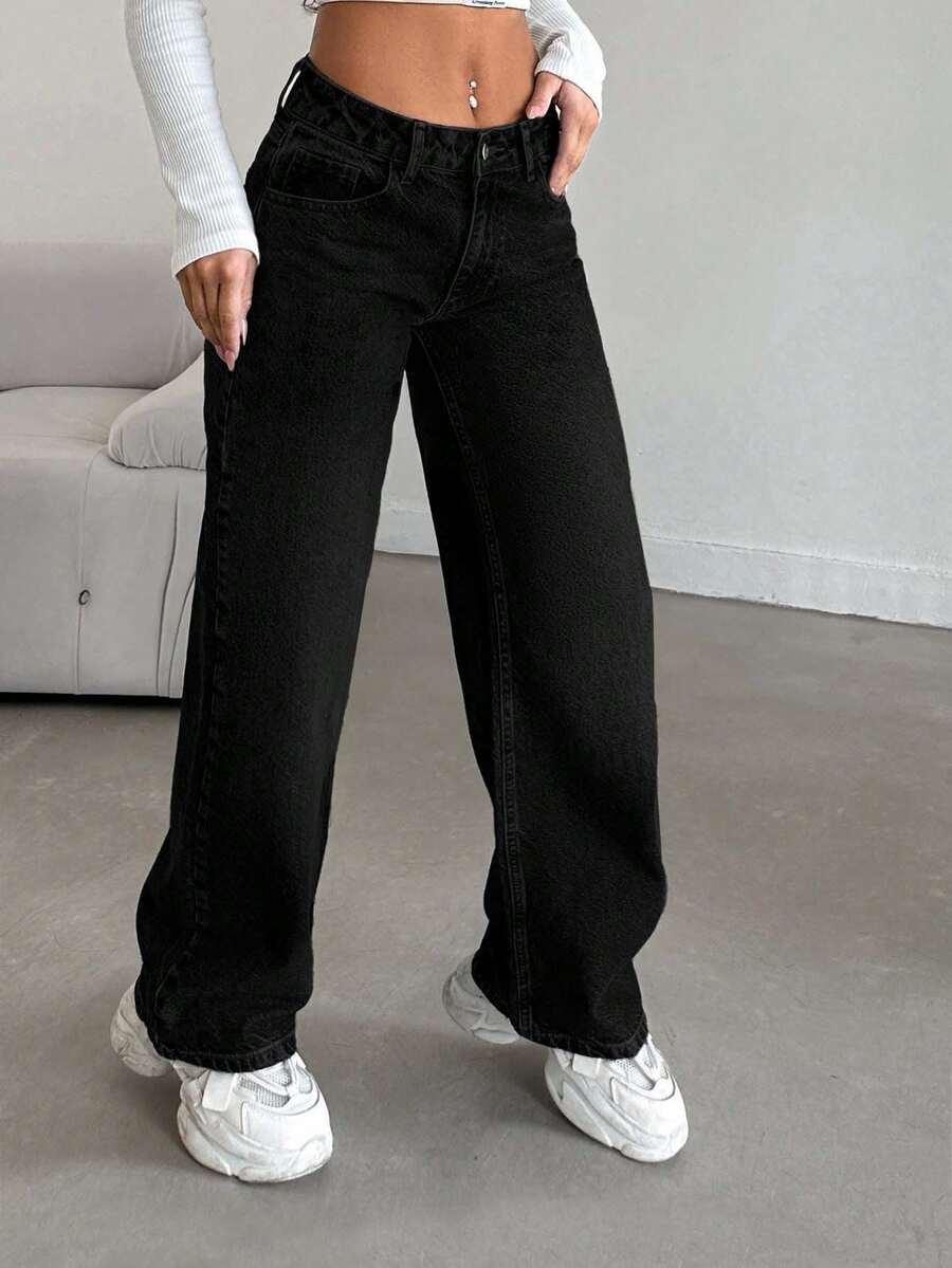 CZARNE SPODNIE JEANS