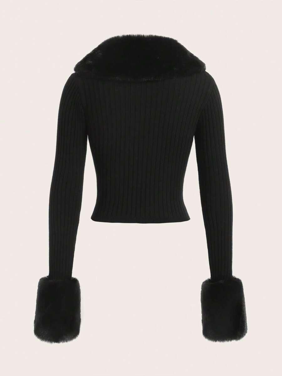 CZARNY SWETER FUTERKO