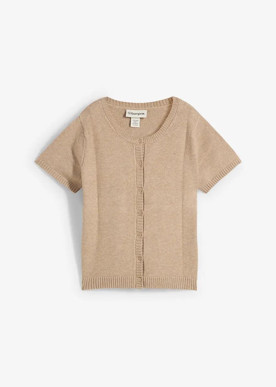 SWETER DAMSKI WISKOZA OKRĄGŁY DEKOLT KARDIGAN KRÓTKI RĘKAW