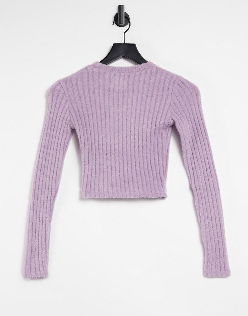 FIOLETOWY SWETER OKRĄGŁY DEKOLT