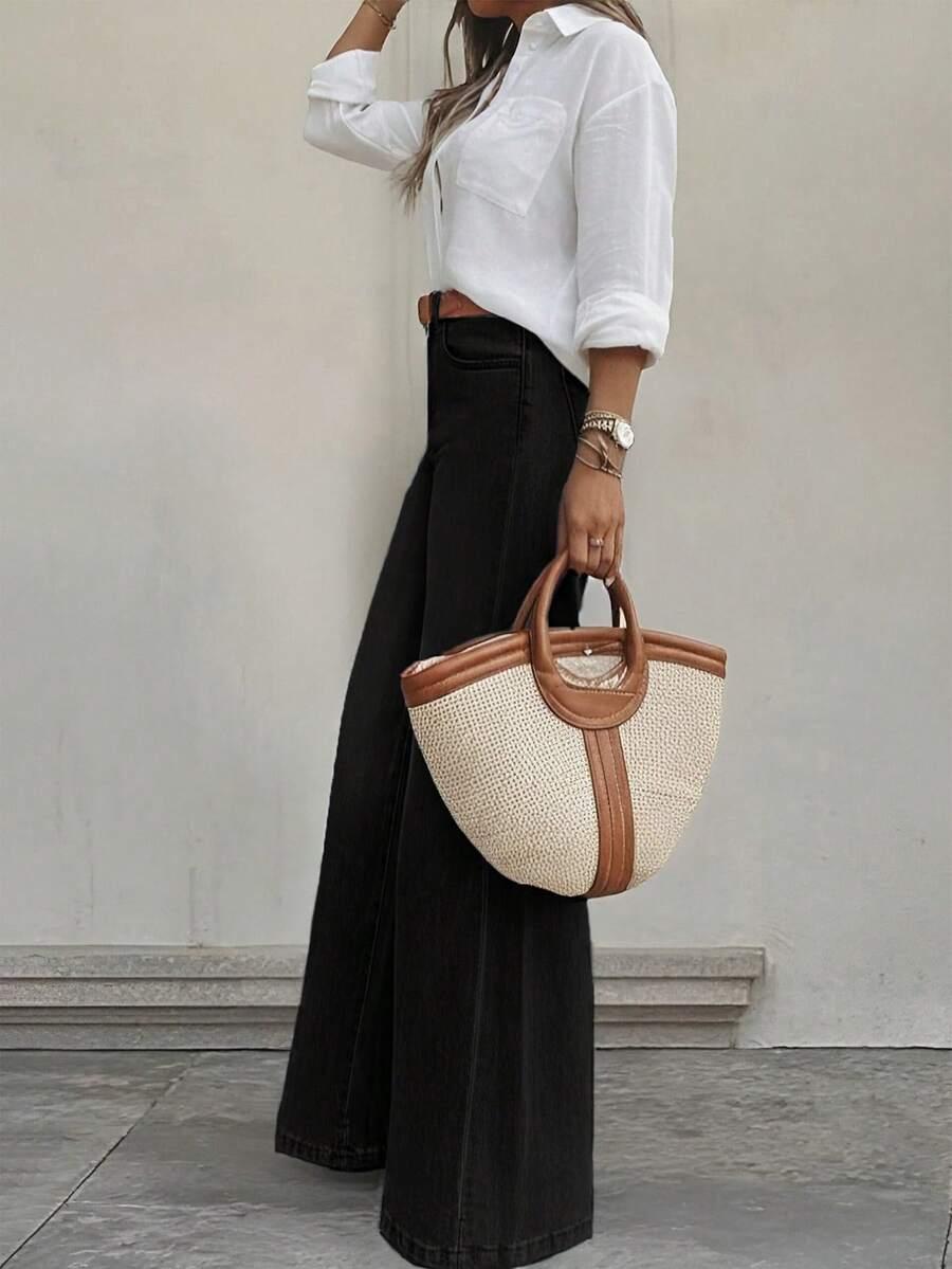 CZARNE SPODNIE JEANS