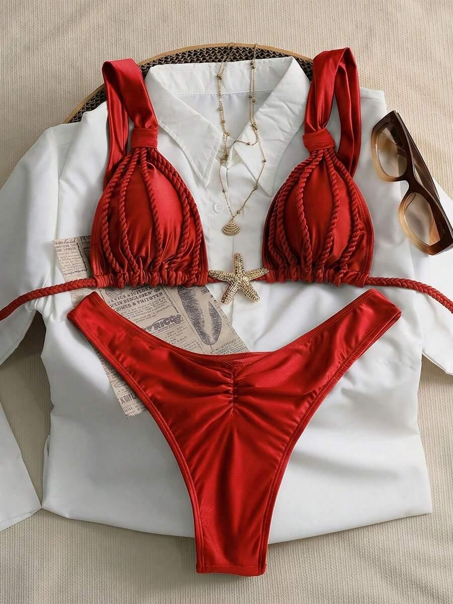 czerwony komplet bikini 