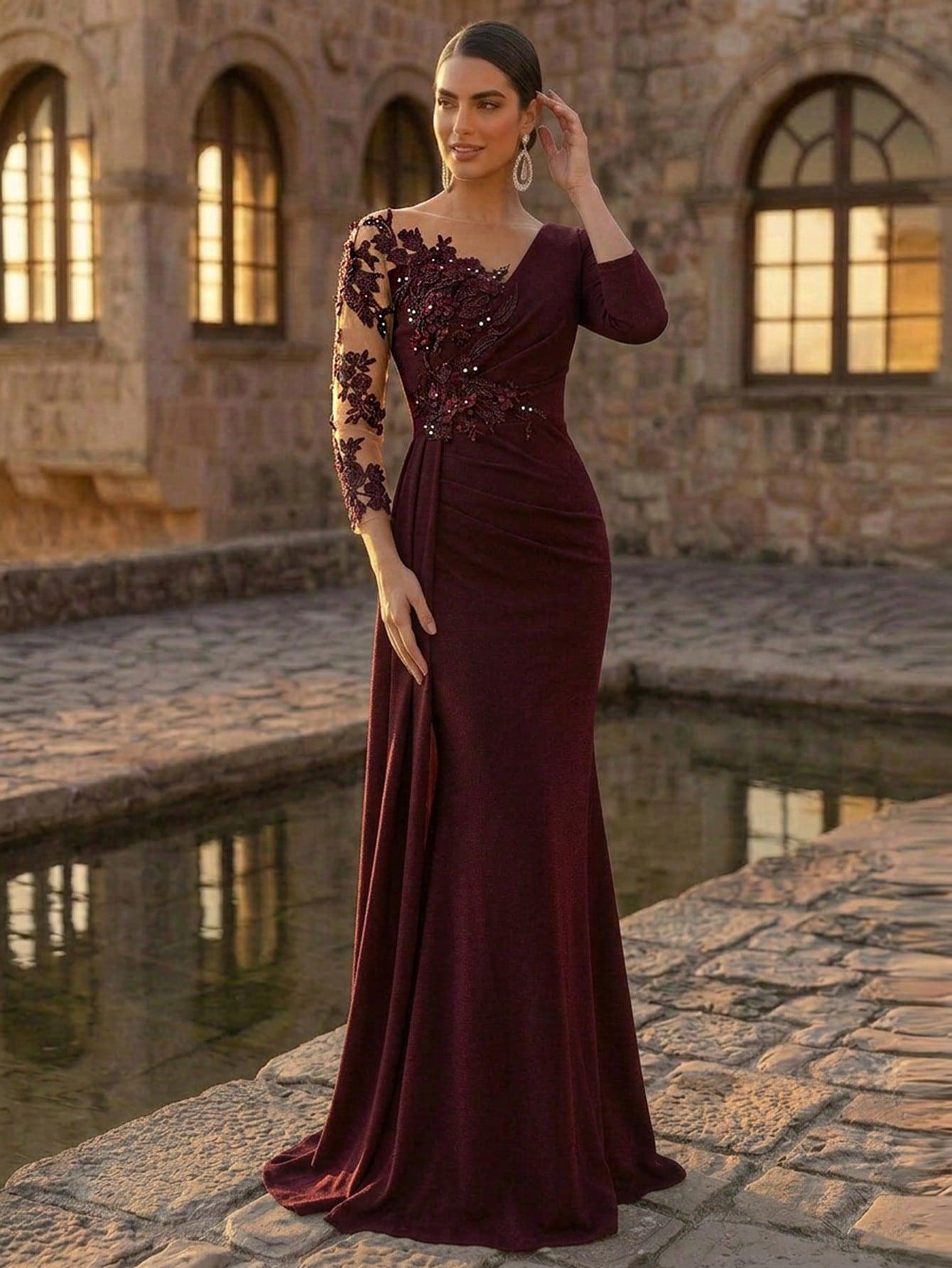 burgundowa maxi sukienka