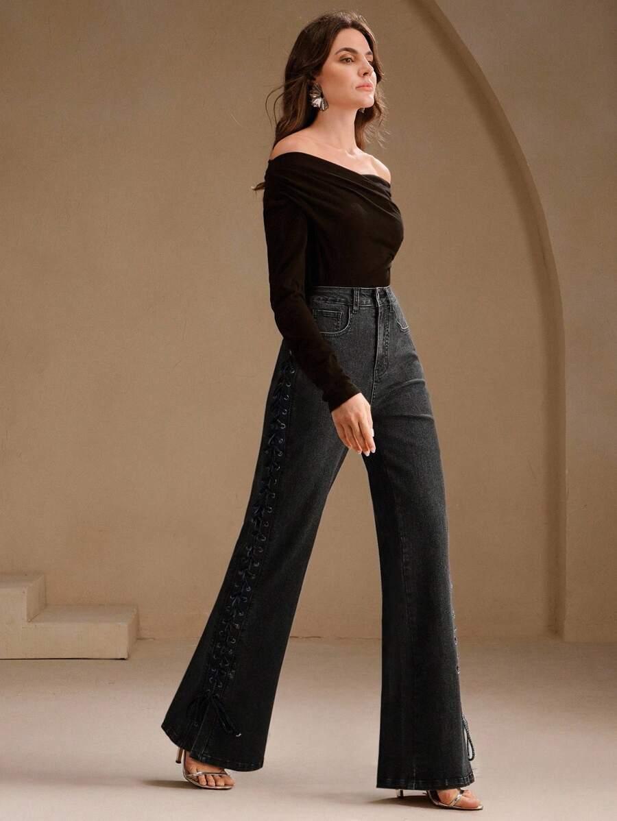 CZARNE SPODNIE JEANS