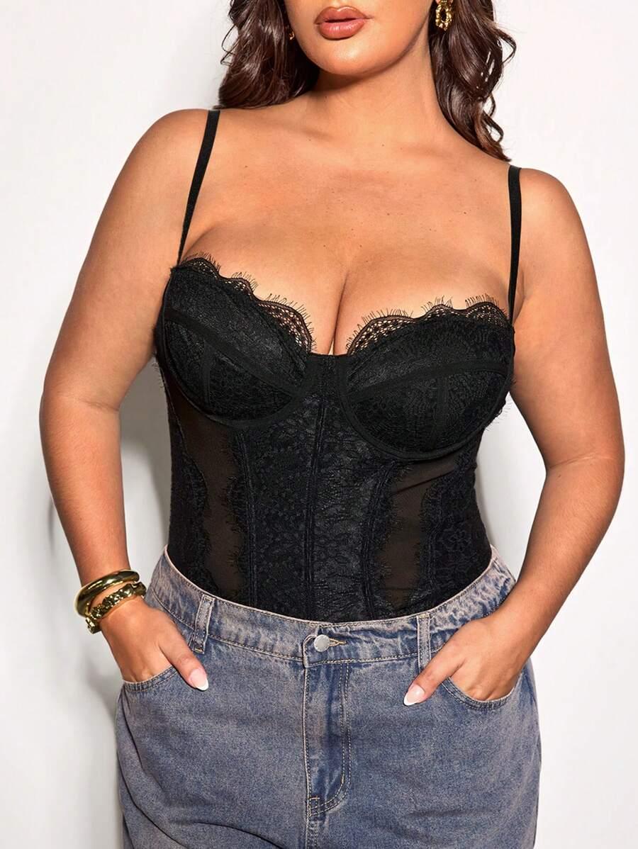 CZARNE KORONKOWE BODY