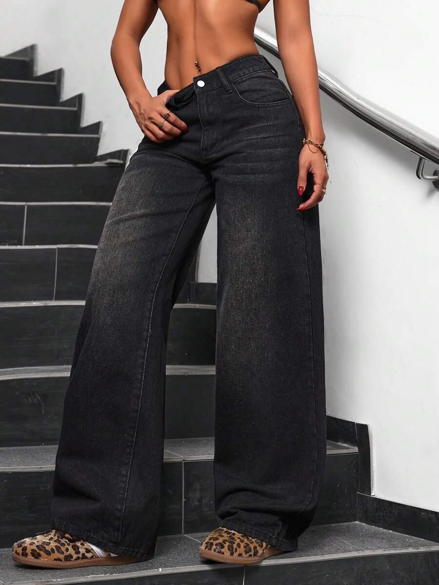 CZARNE SPODNIE JEANS