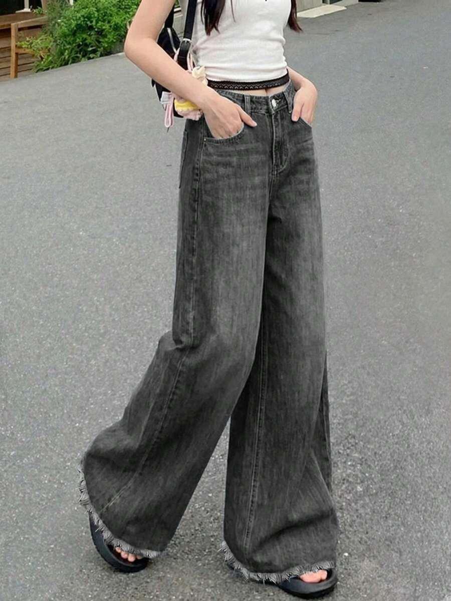 SPODNIE JEANS WYSOKI STAN WASH EFFECT